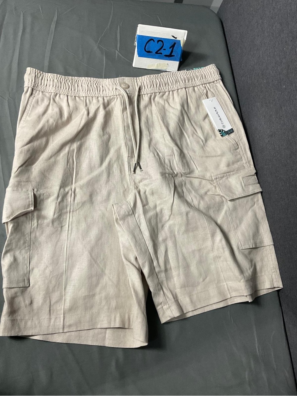 Cubavera Beige Cargo Drawstring Shorts